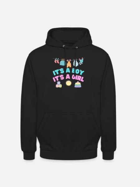 Babyshower - Det er en dreng - Det er en pige - Hættetrøje unisex - sort