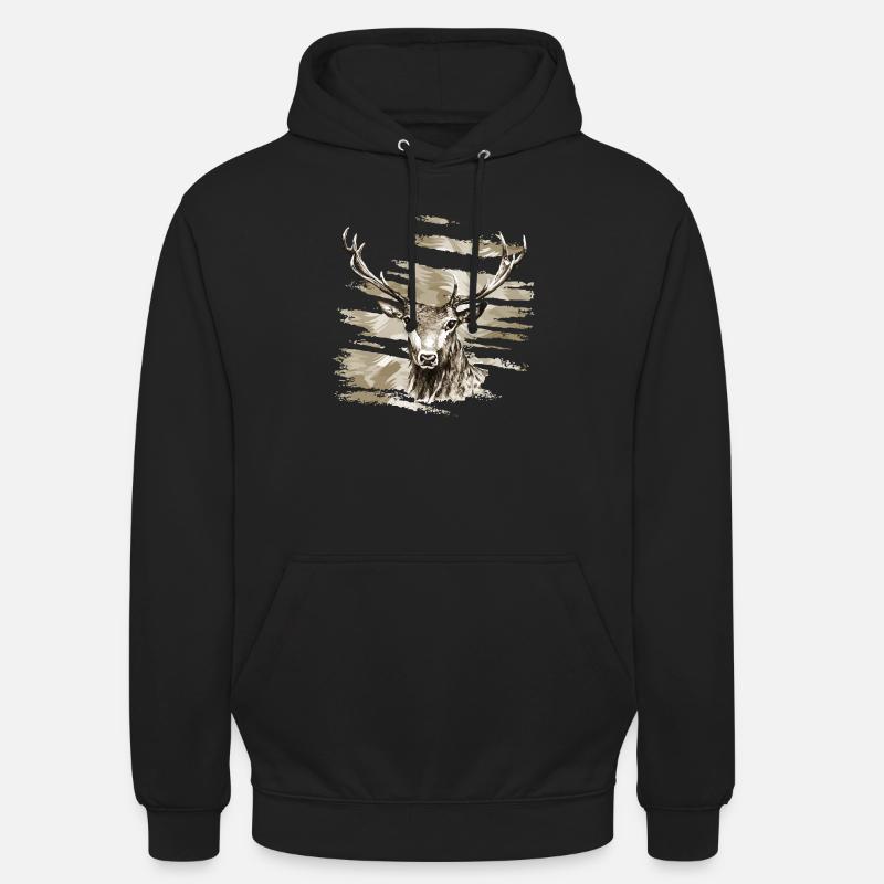 Cerf - Sweat-shirt à capuche unisexe - noir