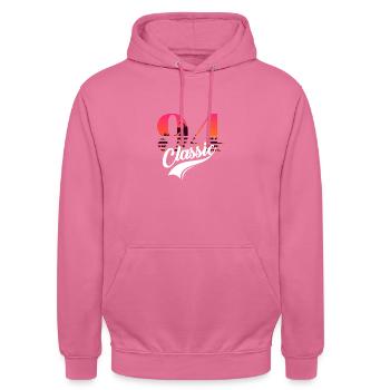 Vintage 1994-94e anniversaire - Sweat-shirt à capuche unisexe - rose - Devant - Alina (178cm) & Michal (187cm)