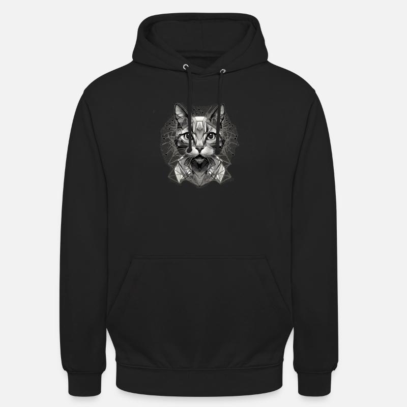 Geo_Katze_2 - Unisex Hoodie - Schwarz