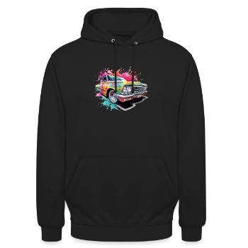 bunter Lowrider - Unisex Hoodie - Schwarz - Vorne - Alina (178cm) & Michal (187cm)