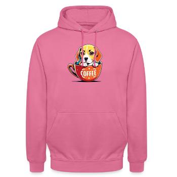 Kaffee Hund - Unisex Hoodie - Pink - Vorne - Alina (178cm) & Michal (187cm)