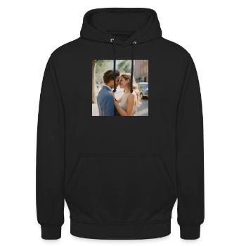 Verliebtes Paar - Unisex Hoodie - Schwarz - Vorne - Alina (178cm) & Michal (187cm)