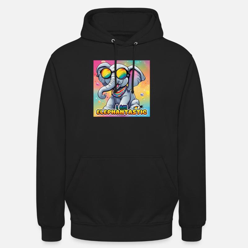 🌈🐘 Elephantastic - Elefantastic - Sweat-shirt à capuche unisexe - noir
