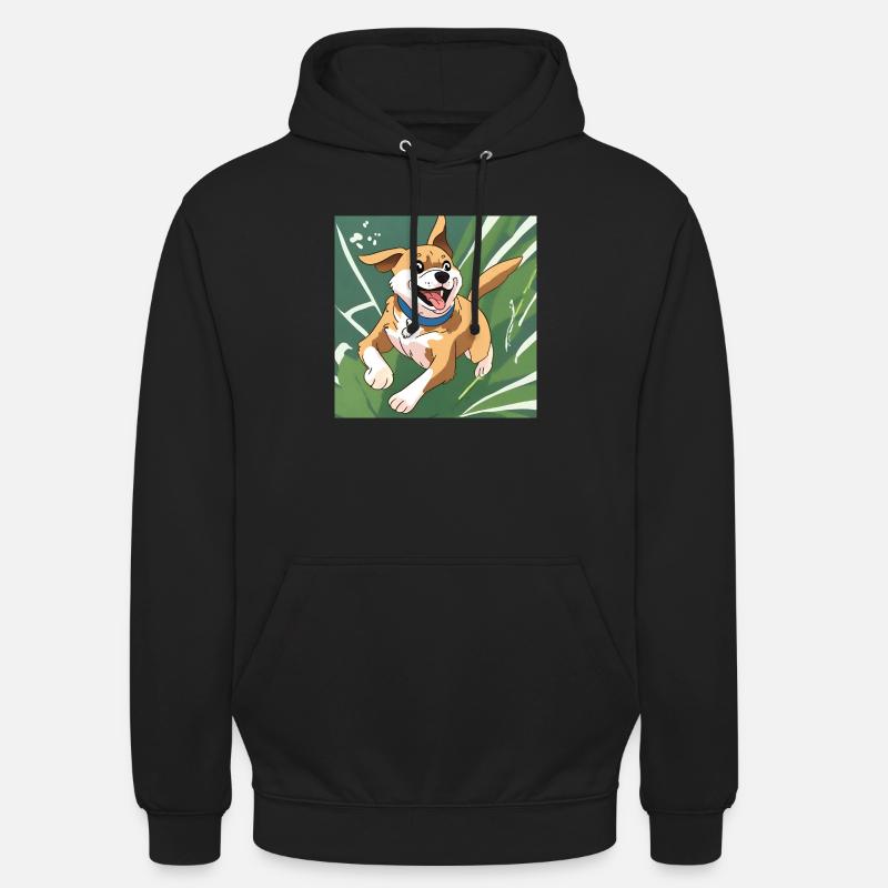 Chien joyeux - Sweat-shirt à capuche unisexe - noir
