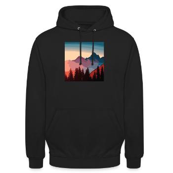 Mountain landscape in the Alps - Unisex Hoodie - black - Front - Alina (178cm) & Michal (187cm)