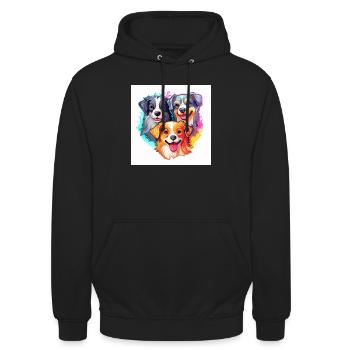 Drei kleine Hunde - Unisex Hoodie - Schwarz - Vorne - Alina (178cm) & Michal (187cm)
