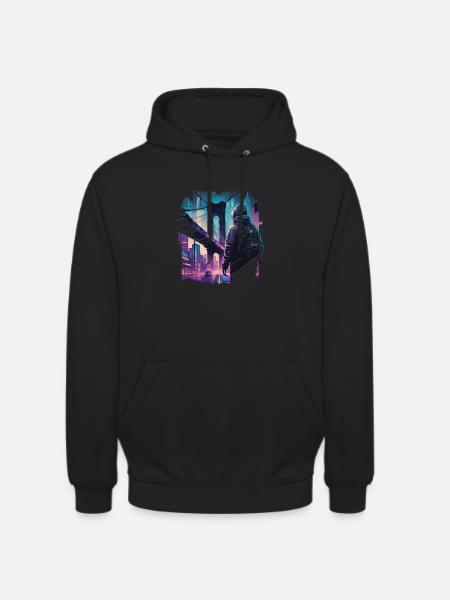 Brooklyn Bridge Cyberpunk - Unisex Hoodie - Schwarz