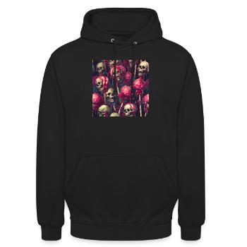 Totenköpfe Lutscher geschmolzen - Unisex Hoodie - Schwarz - Vorne - Alina (178cm) & Michal (187cm)