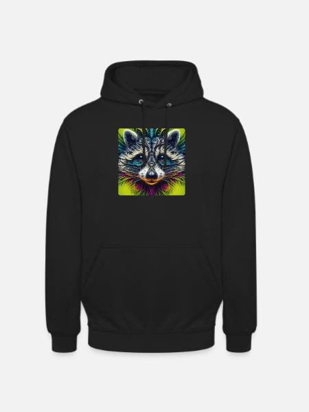 Racoon Fractal Art - Unisex Hoodie - black