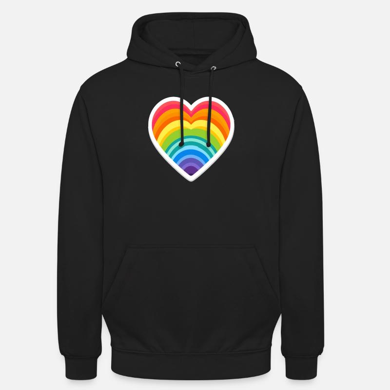 Regenbogen-Herz - Unisex Hoodie - Schwarz