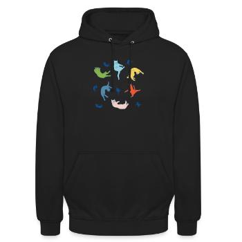 Chute de chats - Sweat-shirt à capuche unisexe - noir - Devant - Alina (178cm) & Michal (187cm)