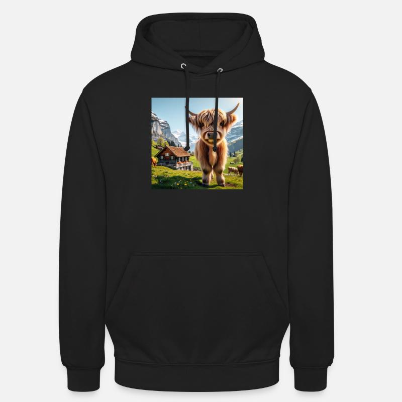 Vache Highland douce et moelleuse - Sweat-shirt à capuche unisexe - noir