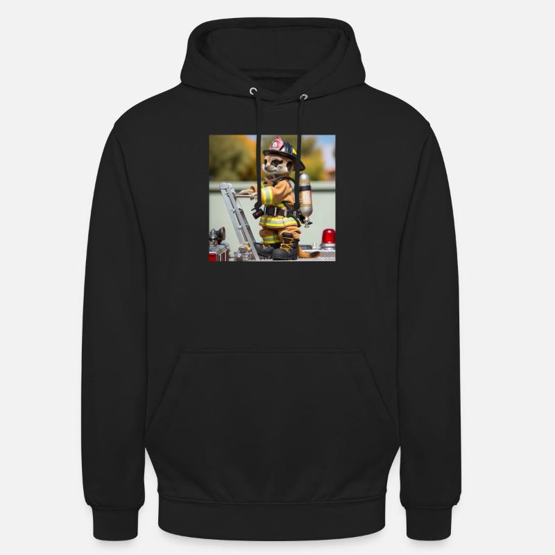 Erdmännchen als Firefighter - Unisex Hoodie - Schwarz