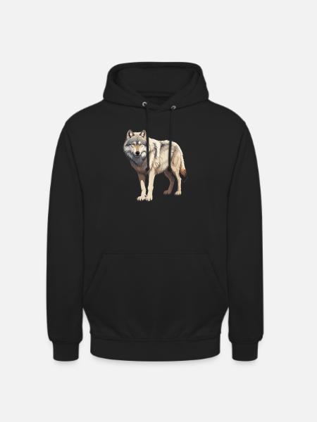 Wolf - Big Wolf Motif - Unisex Hoodie - black