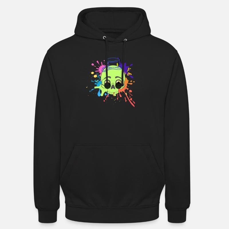 Splash-Schädel - Unisex Hoodie - Schwarz