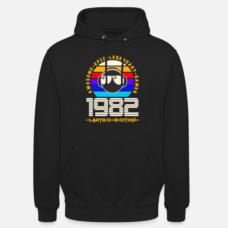 1982 - Sweat-shirt à capuche unisexe - noir