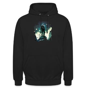 Spaceman - Unisex Hoodie - black - Front - Alina (178cm) & Michal (187cm)