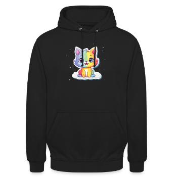 Cute Rainbow Kitten Art | Kids Room Decor - Unisex Hoodie - black - Front - Alina (178cm) & Michal (187cm)