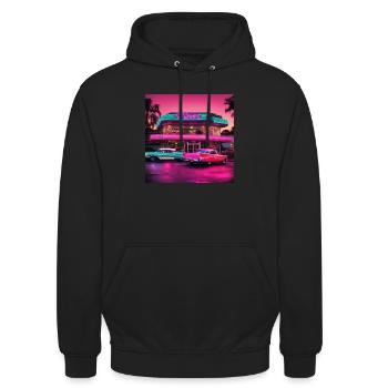 Us Cars Diner 50' Vintage Retro - Unisex Hoodie - black - Front - Alina (178cm) & Michal (187cm)