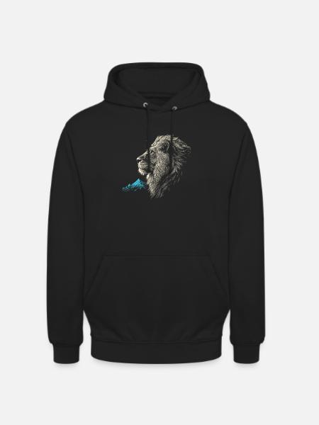 Lion - Sweat-shirt à capuche unisexe - noir