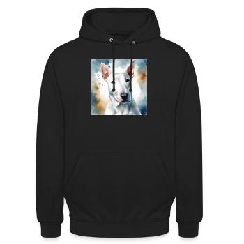 Bull Terrier Splash Art Painting - Unisex Hoodie - black - Front - Alina (178cm) & Michal (187cm)