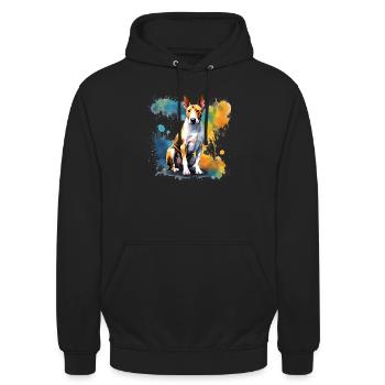 Bull Terrier Splash Art Painting - Unisex Hoodie - black - Front - Alina (178cm) & Michal (187cm)