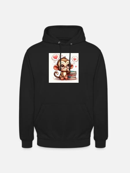 Monkey with book - Unisex Hoodie - black