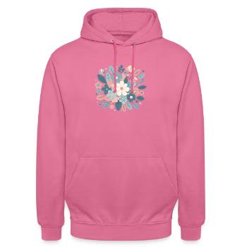 Pastel-coloured floral arrangement - Unisex Hoodie - pink - Front - Alina (178cm) & Michal (187cm)