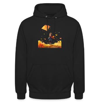 Drachen steigen lassen macht Kindern Spaß - Unisex Hoodie - Schwarz - Vorne - Alina (178cm) & Michal (187cm)