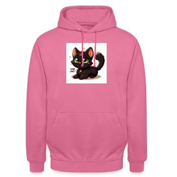 black cute cat - Sweat-shirt à capuche unisexe - rose - Devant - Alina (178cm) & Michal (187cm)