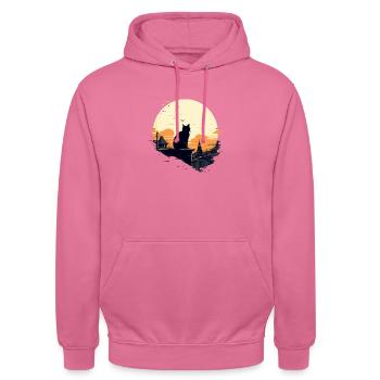 Einsame Katze - Unisex Hoodie - Pink - Vorne - Alina (178cm) & Michal (187cm)