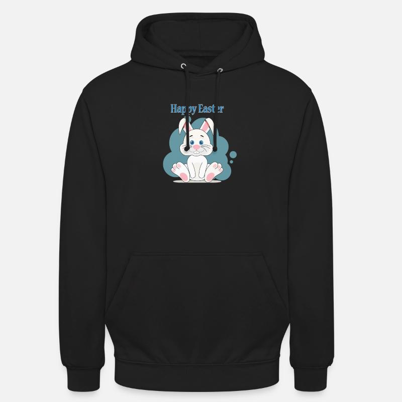 Joyeux lapin blanc de Pâques - Sweat-shirt à capuche unisexe - noir