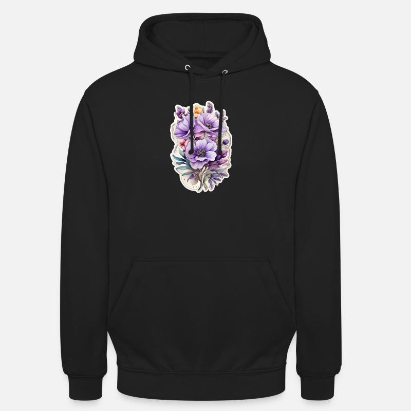 Fleur sauvage bleue - Sweat-shirt à capuche unisexe - noir