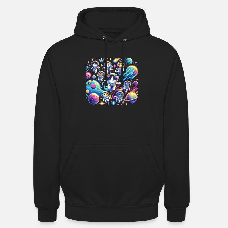Kosmische Kätzchen-Expedition - Unisex Hoodie - Schwarz
