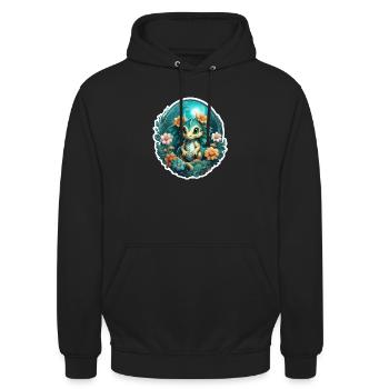 Drache - Unisex Hoodie - Schwarz - Vorne - Alina (178cm) & Michal (187cm)