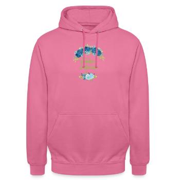 Zukünftige Braut Blue Flowers - Passendes T-Shirt - Unisex Hoodie - Pink - Vorne - Alina (178cm) & Michal (187cm)