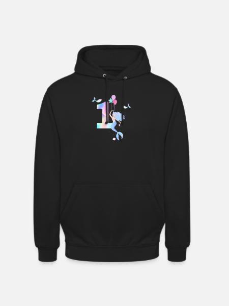 1e anniversaire sirène - Sweat-shirt à capuche unisexe - noir