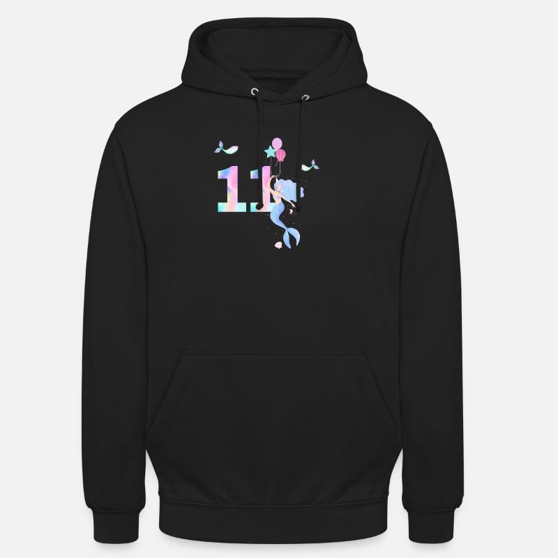 11e anniversaire sirène - Sweat-shirt à capuche unisexe - noir