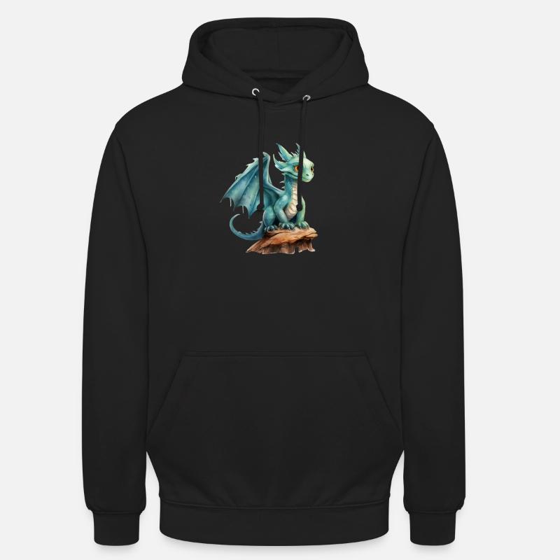 Wasserfarben Drache - Unisex Hoodie - Schwarz