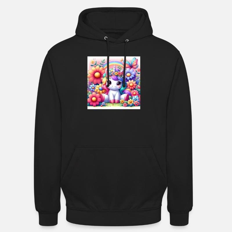 Licorne de dessin animé - Sweat-shirt à capuche unisexe - noir