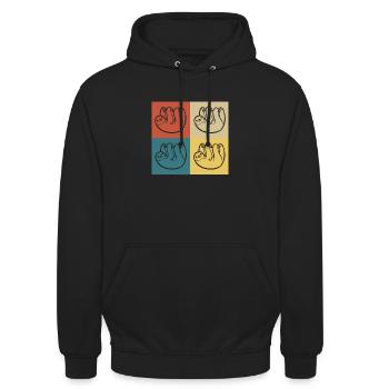 Retro Vintage Faultier - Unisex Hoodie - Schwarz - Vorne - Alina (178cm) & Michal (187cm)