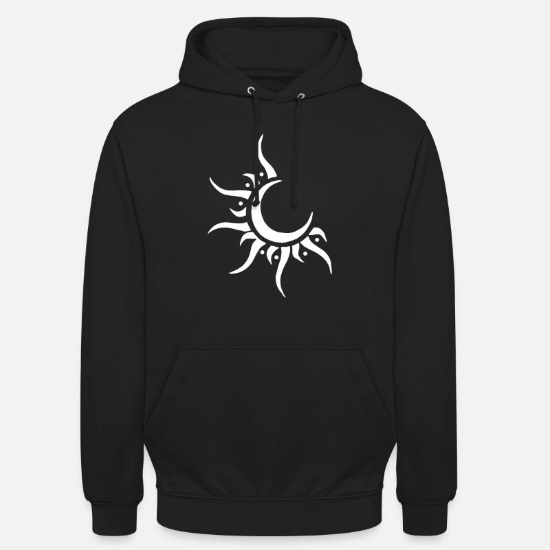 Soleil et lune blanc - Sweat-shirt à capuche unisexe - noir