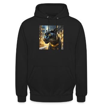 SCHWARZE KATZE - Unisex Hoodie - Schwarz - Vorne - Alina (178cm) & Michal (187cm)