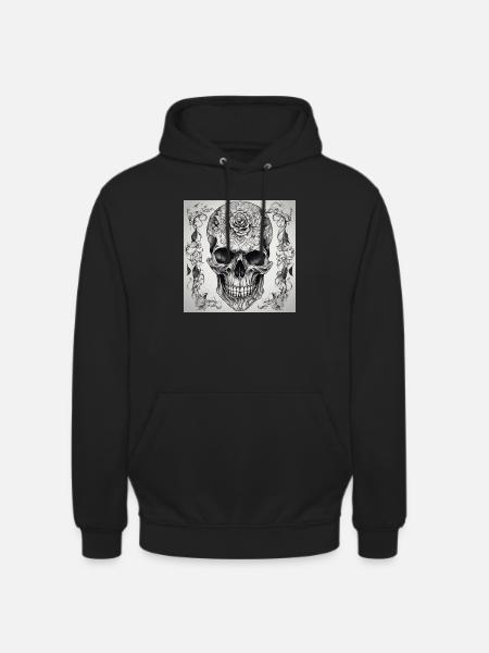 Skull with rose - Unisex Hoodie - Schwarz