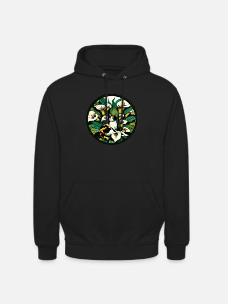 Calla Lily Calico Cat - Unisex Hoodie - black