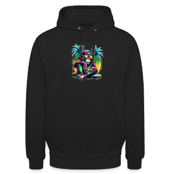 Monkey Summer Skater - Unisex Hoodie - Schwarz - Vorne - Alina (178cm) & Michal (187cm)