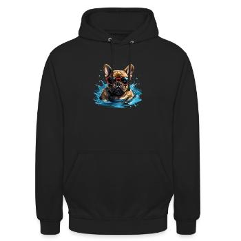 Meister im Hundeschwimmen - Unisex Hoodie - Schwarz - Vorne - Alina (178cm) & Michal (187cm)