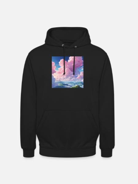 Anime pink clouds - Unisex Hoodie - black