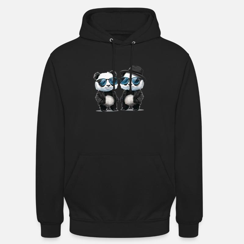 pandas - Felpa con cappuccio unisex - nero